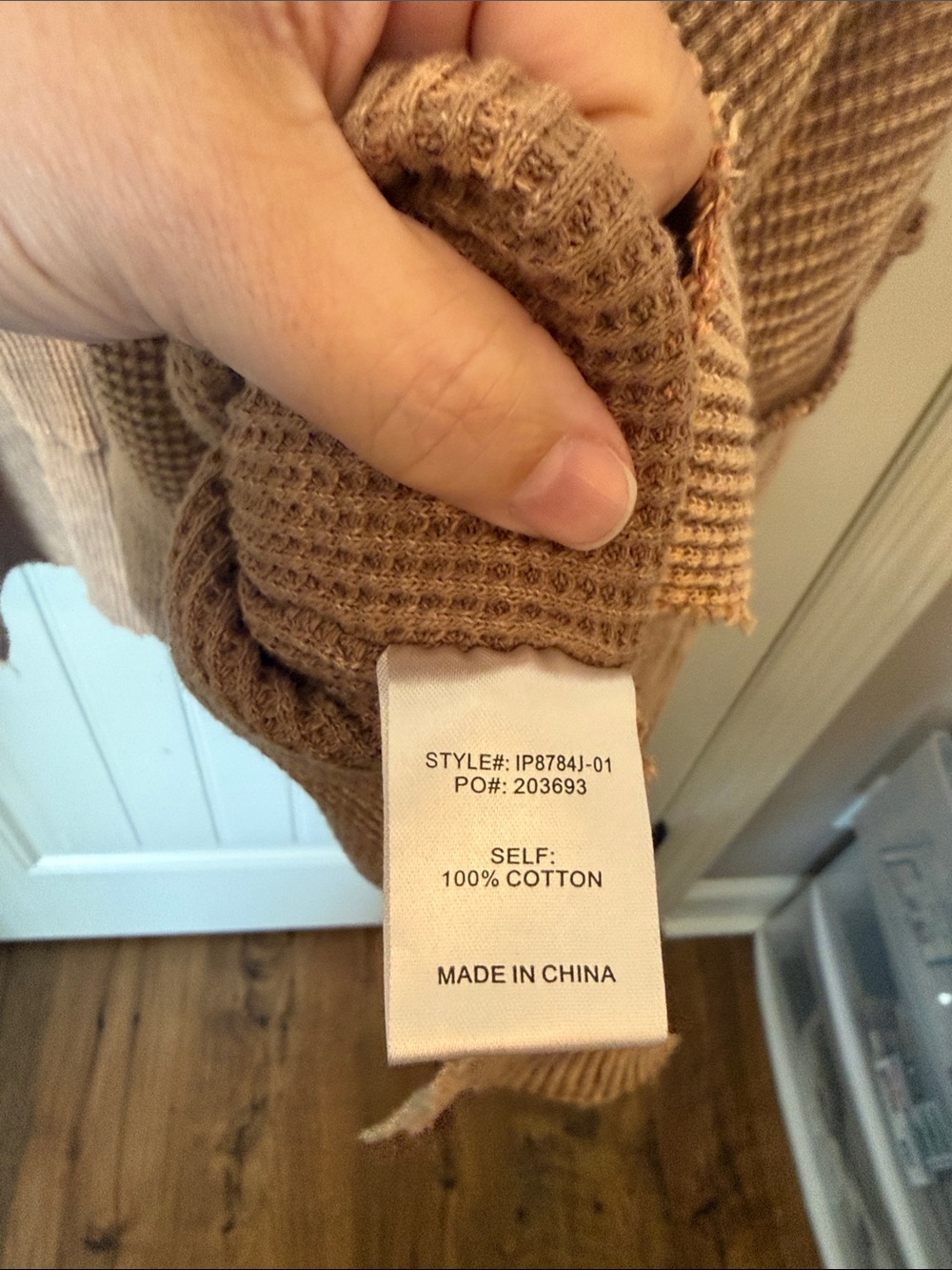 BiBi Washed Brown Waffle-Knit Hooded Sweater - Picture 3 of 9